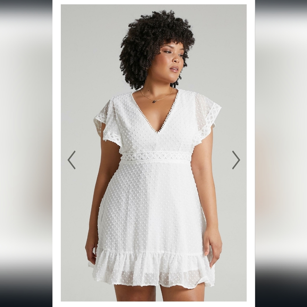 NWT Showpo white swiss dot mini dress